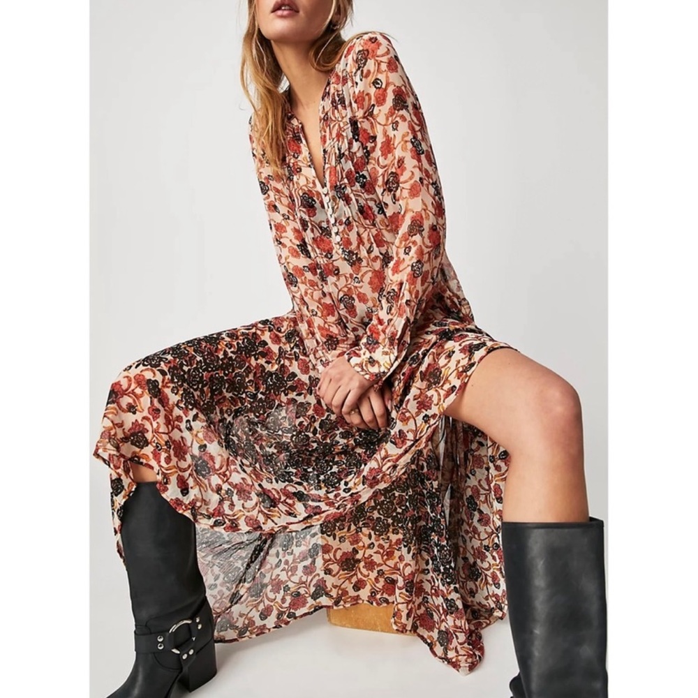 NWOT Free people see it through floral printed maxi dress